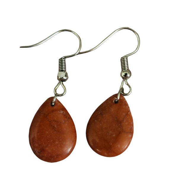 Long Orange Stone Necklace and Earrings Set - Picture 3 of 3